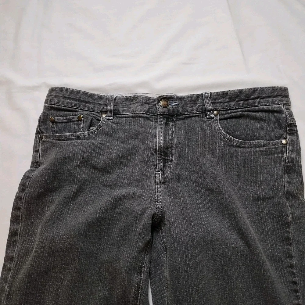 Madison Jeans Gray Stripe Women's Size 12 Denim (35x29.5) Retro 90s Straight Leg - Picture 3 of 16